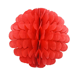 Бумажное украшение Цветочный шар-соты 25 см, красный